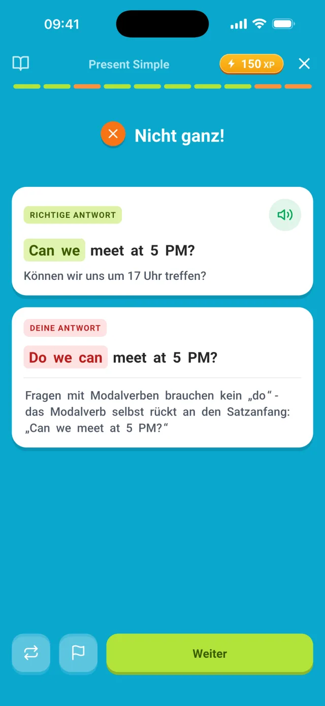 Fehler erklärt: die richtige Form und warum deine Antwort nicht passt