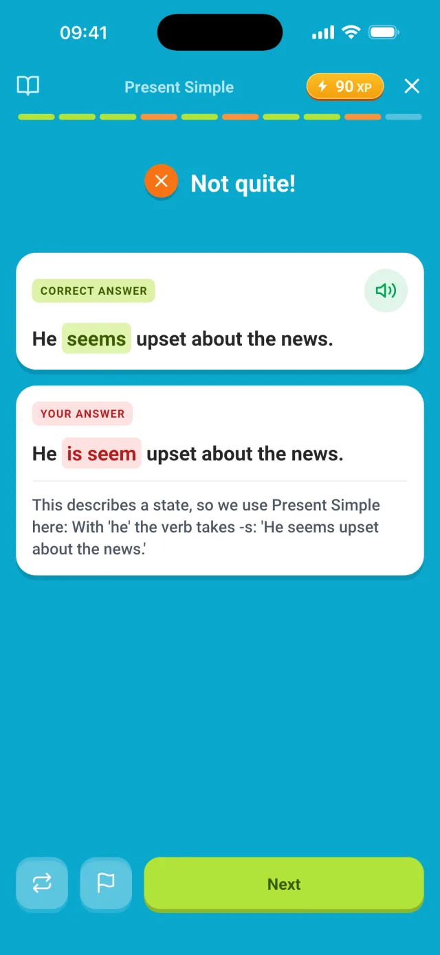 Wrong answer explained: the correct form and why yours doesn't fit