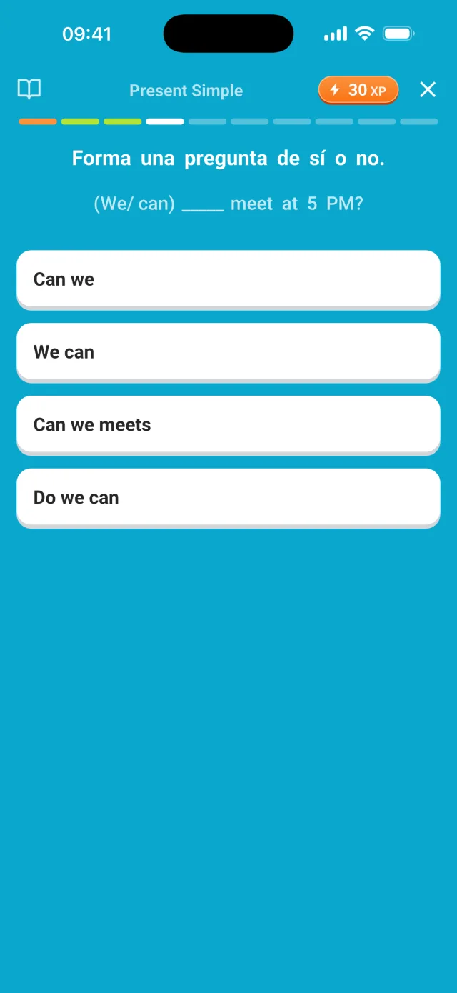 Ejercicio de construcción de frases en formato de juego