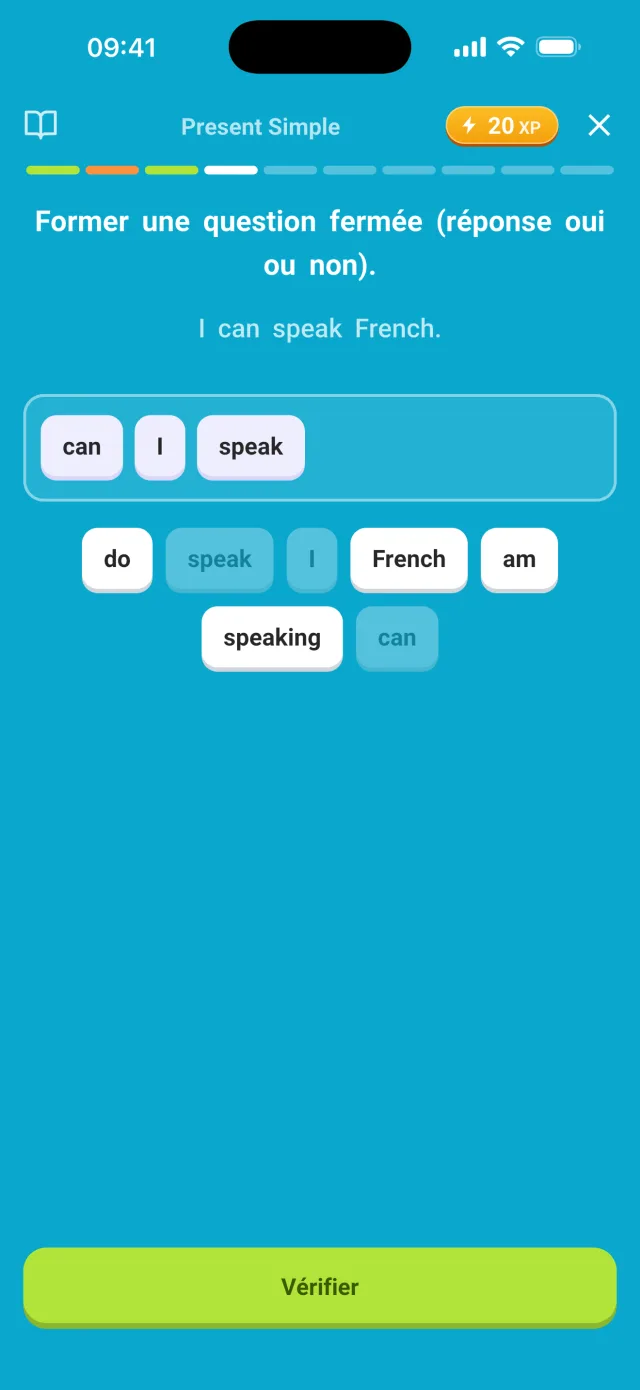 Exercices GrammarTrack : choisir, construire des phrases, compléter les trous, taper la réponse