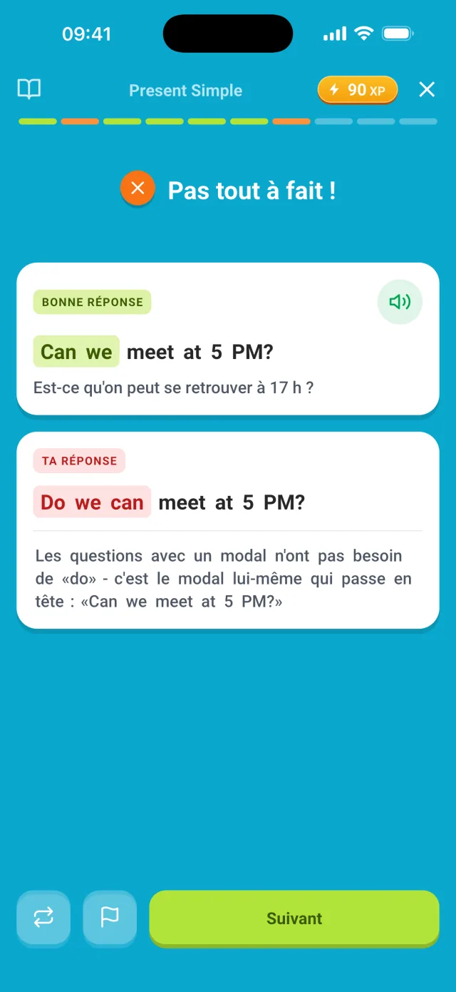 Erreur expliquée : la bonne forme et pourquoi ta réponse ne convient pas