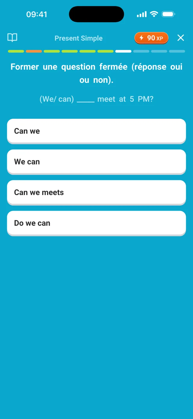 Exercices GrammarTrack : choisir, construire des phrases, compléter les trous, taper la réponse
