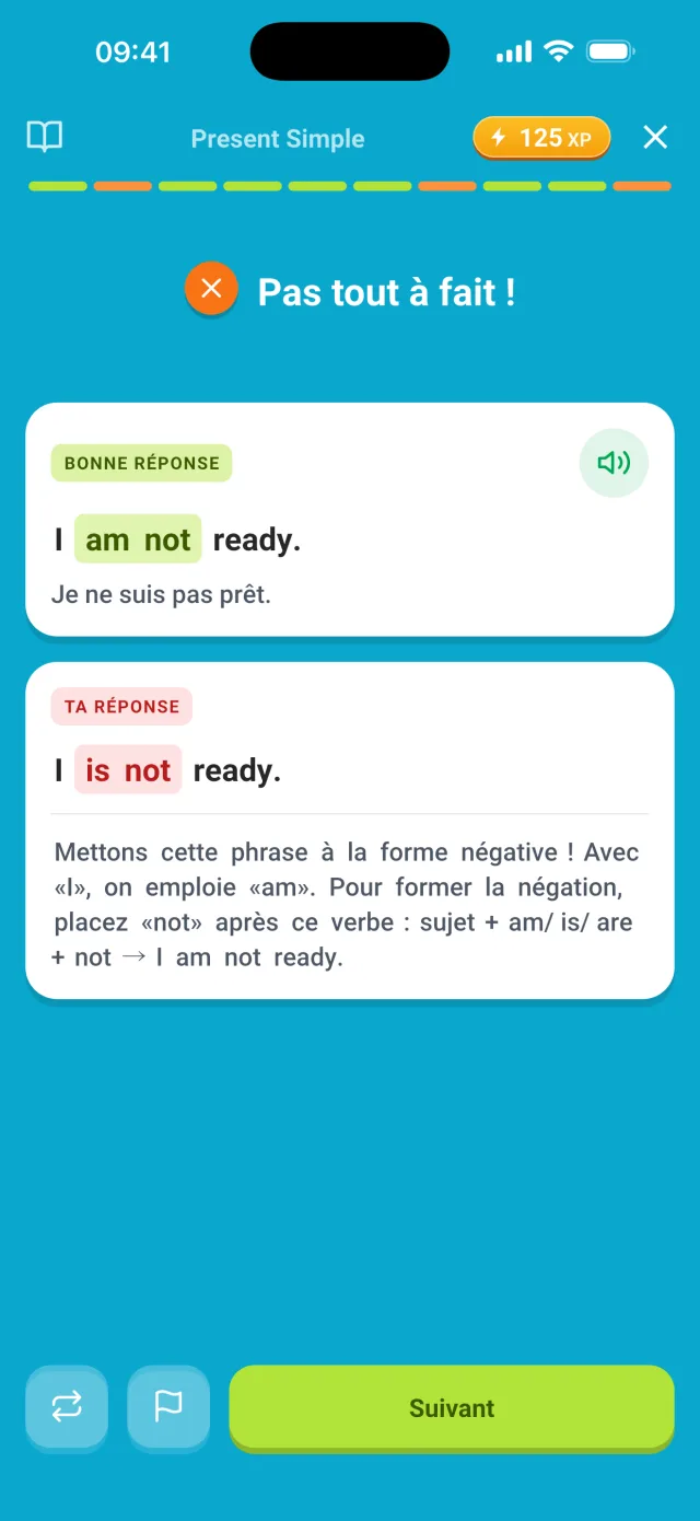 Erreur expliquée : la bonne forme et pourquoi ta réponse ne convient pas
