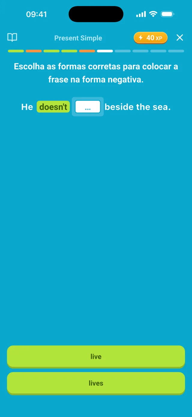 Exercício de construção de frases em estilo de jogo