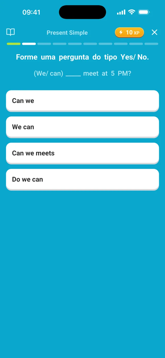 Exercício de construção de frases em estilo de jogo