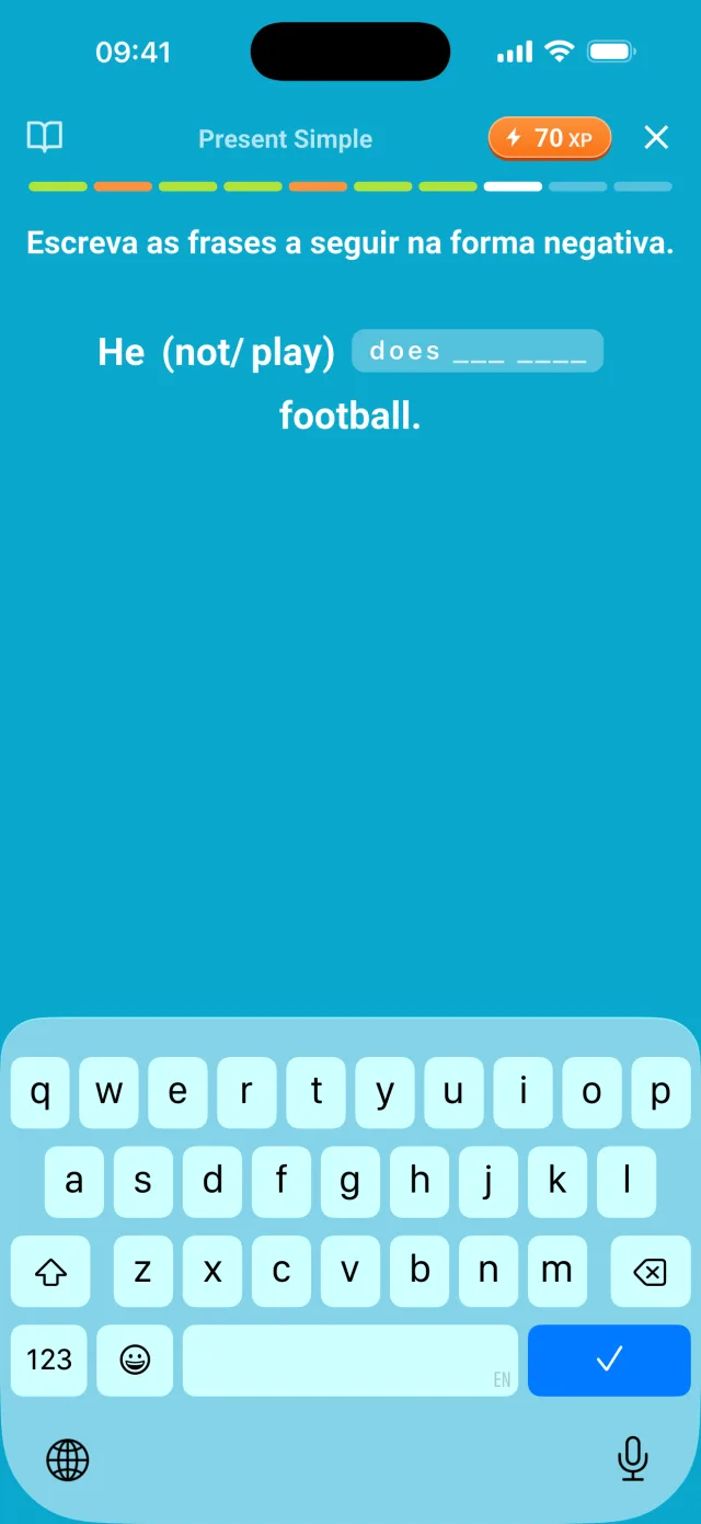 Exercício de construção de frases em estilo de jogo