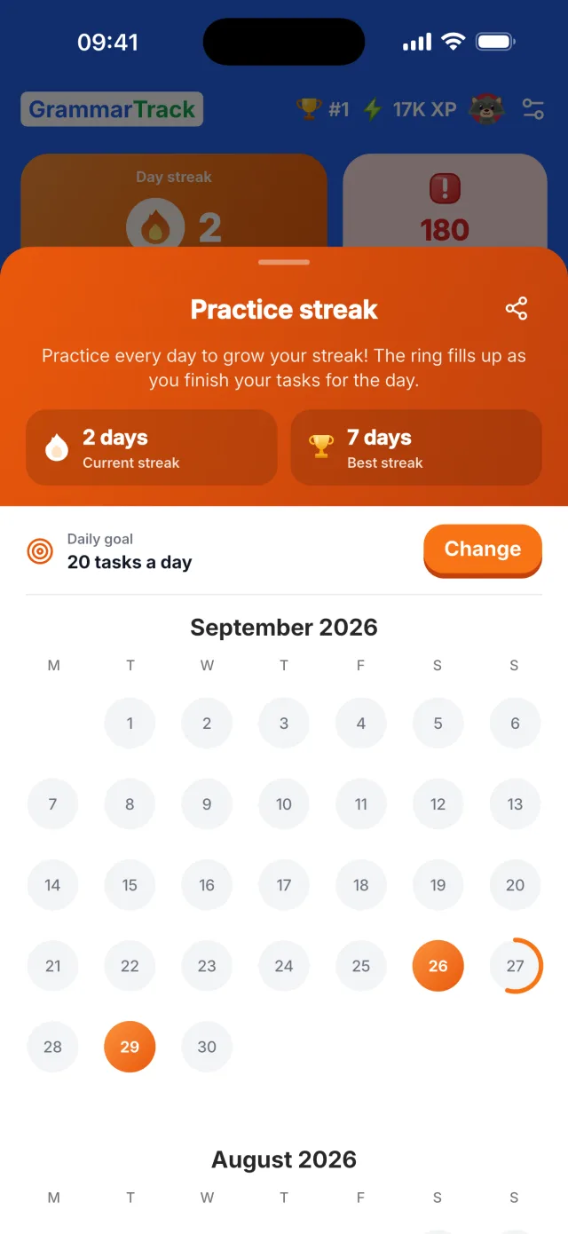 Streaks & calendar
