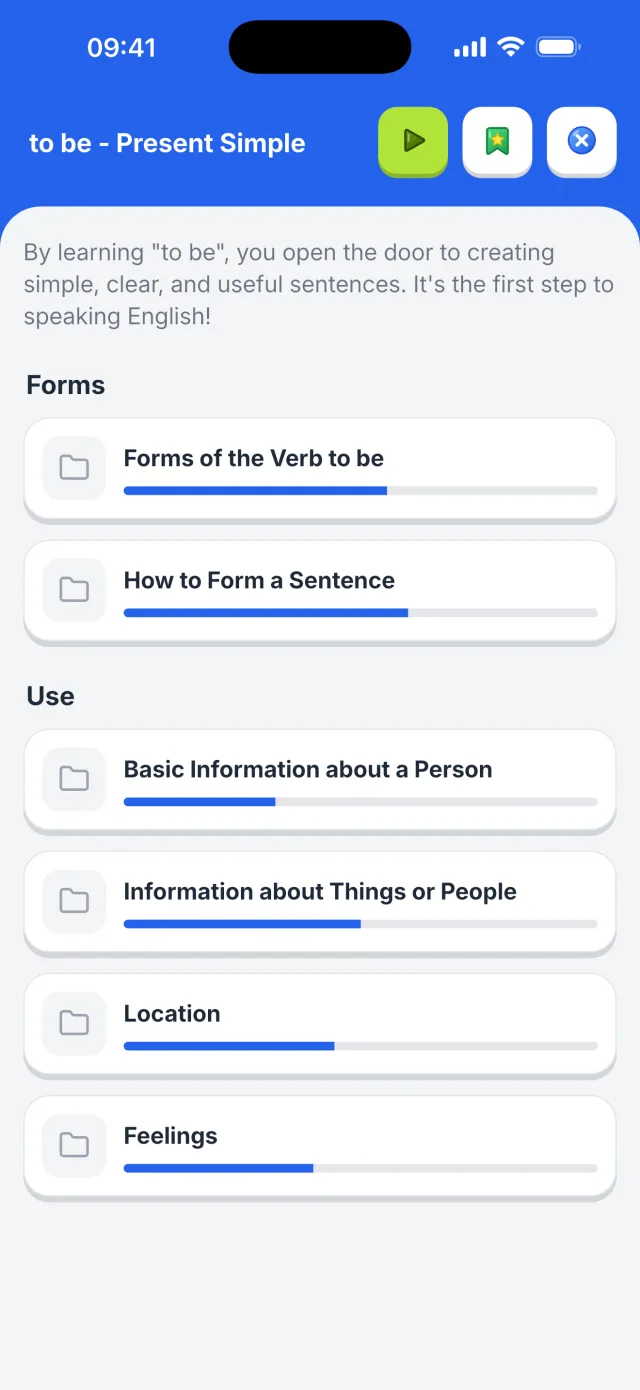 Topic theory with video lesson and structure cards