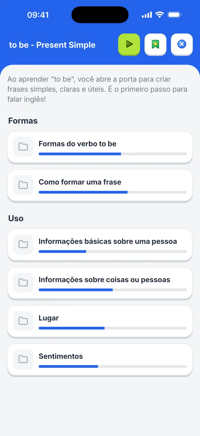 Teoria do tema com videolição e cartões de estrutura