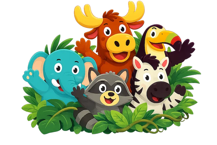 GrammarTrack jungle mascots welcome screen
