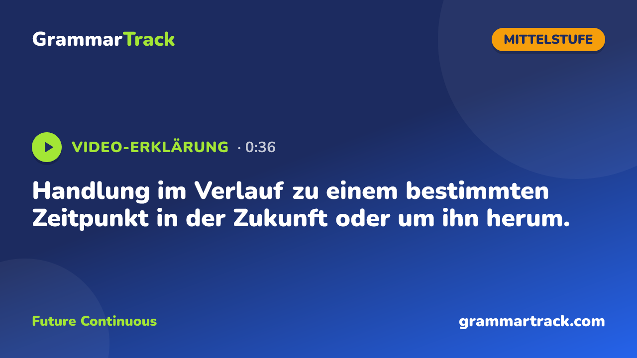 Handlung im Verlauf zu einem bestimmten Zeitpunkt in der Zukunft oder um ihn herum.