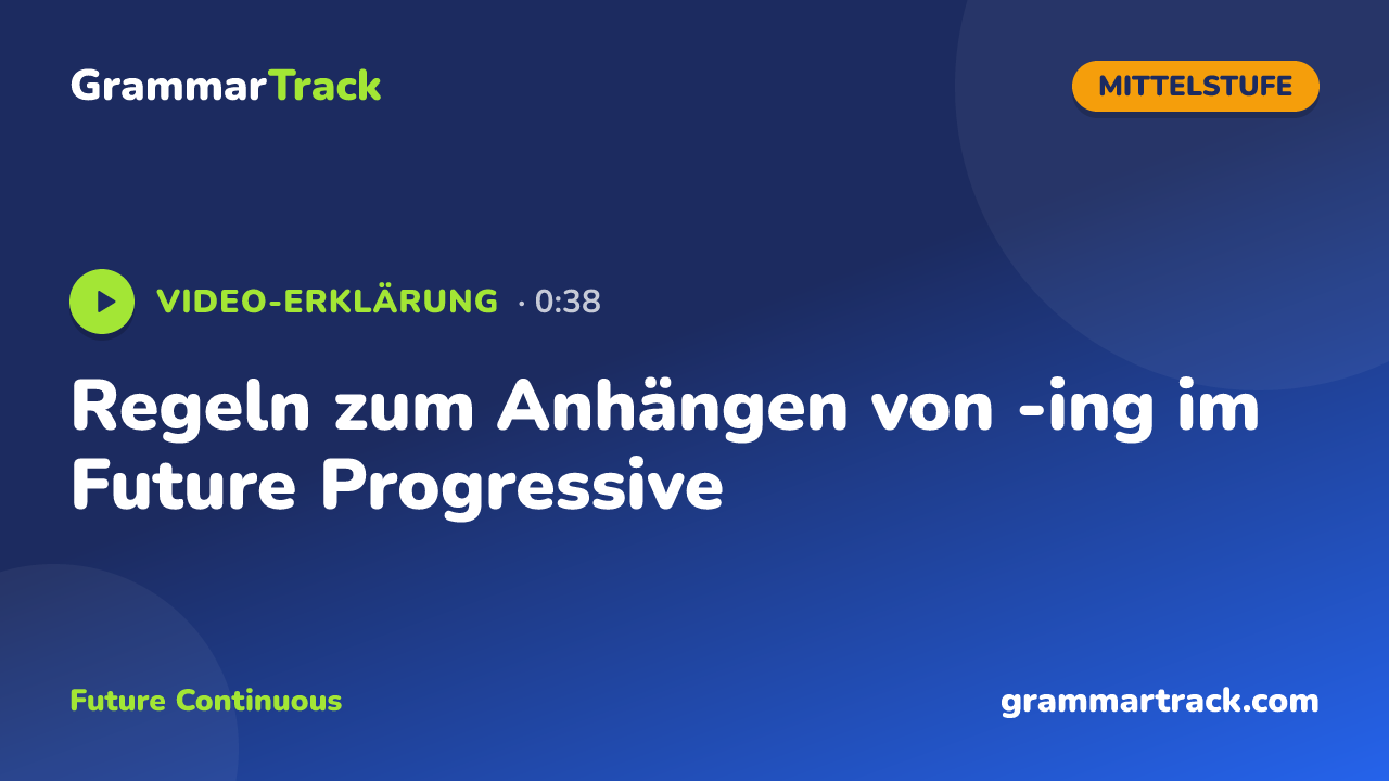 Regeln zum Anhängen von -ing im Future Progressive