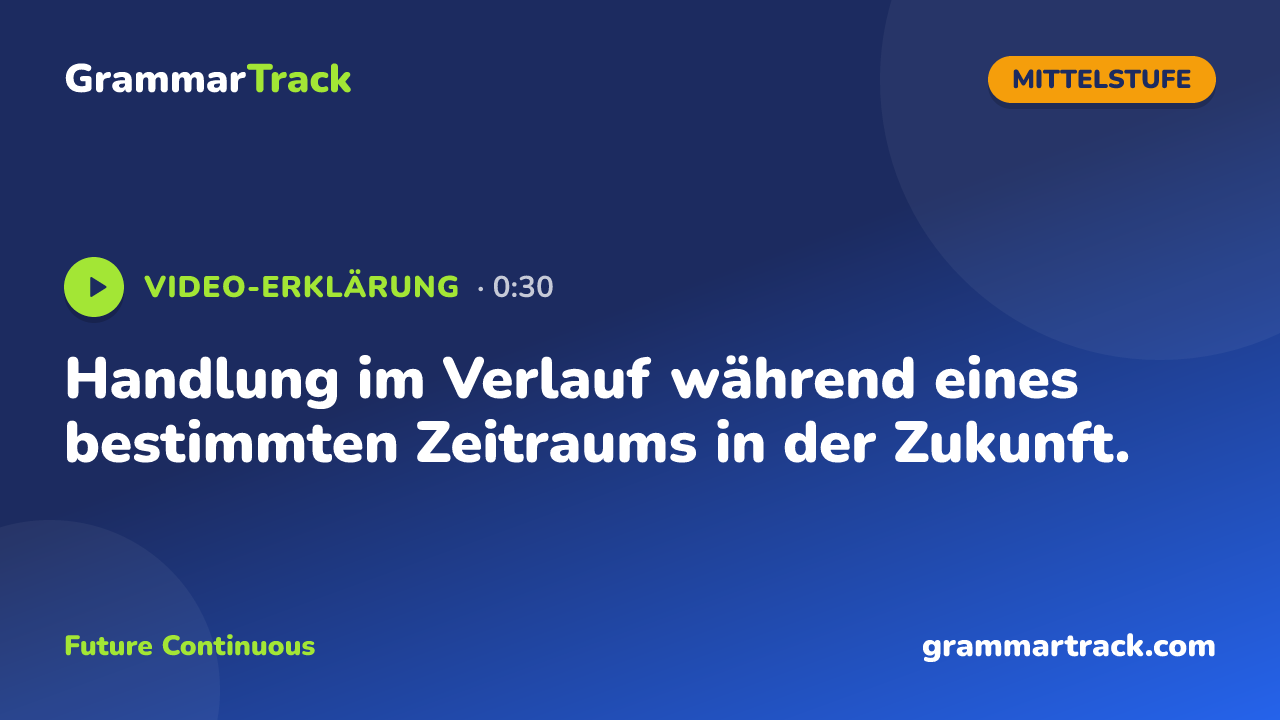 Handlung im Verlauf während eines bestimmten Zeitraums in der Zukunft.