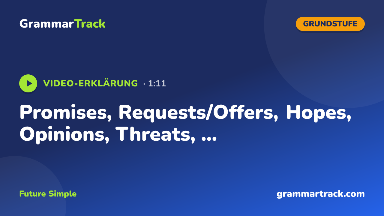Promises, Requests/Offers, Hopes, Opinions, Threats, ...