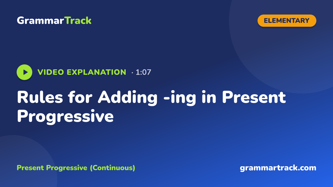 Rules for Adding -ing in Present Progressive