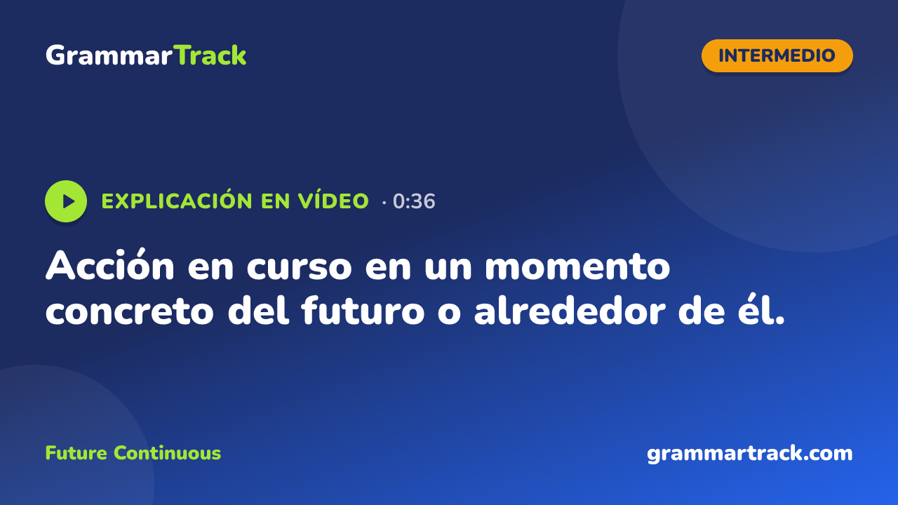 Acción en curso en un momento concreto del futuro o alrededor de él.