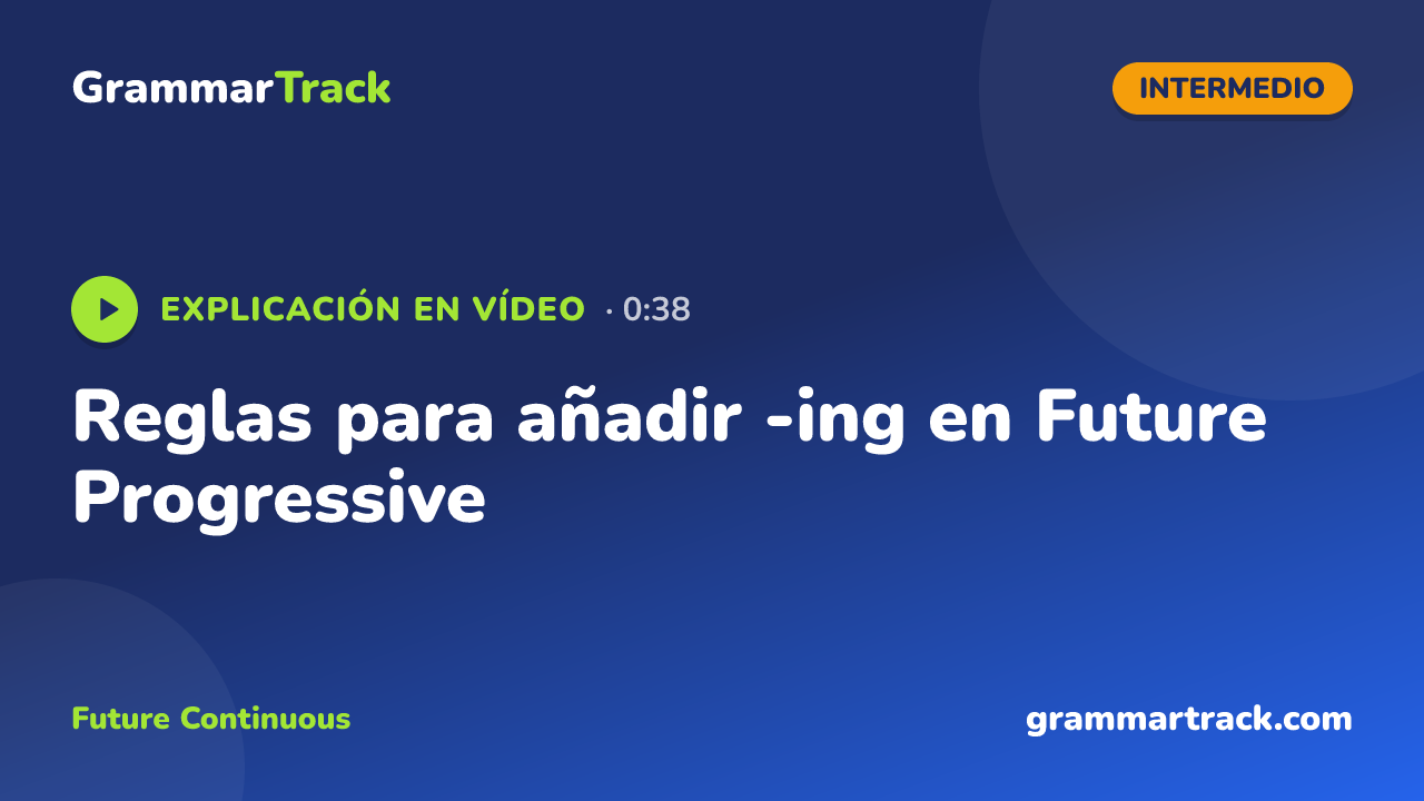 Reglas para añadir -ing en Future Progressive