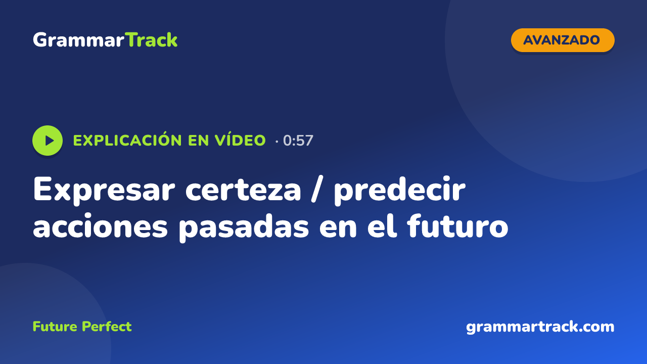Expresar certeza / predecir acciones pasadas en el futuro