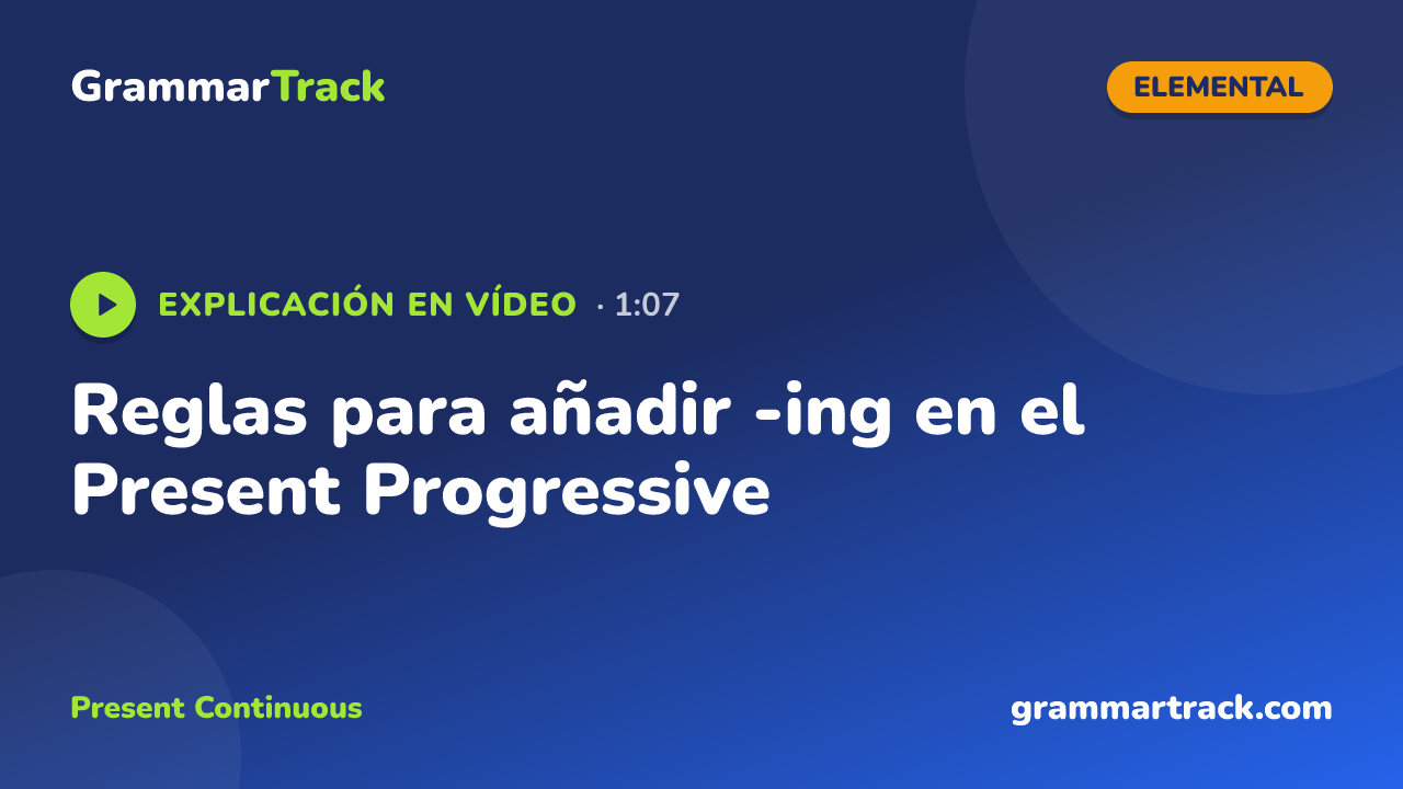 Reglas para añadir -ing en el Present Progressive