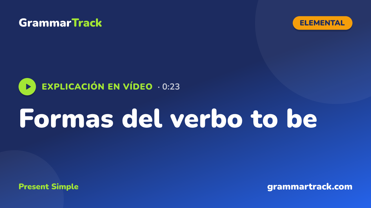 Formas del verbo to be