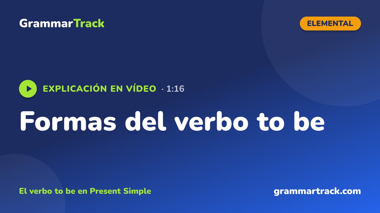 Formas del verbo to be