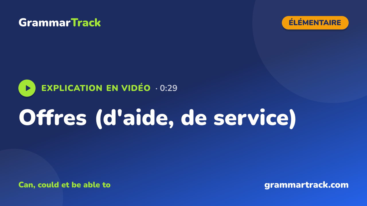 Offres (d'aide, de service)