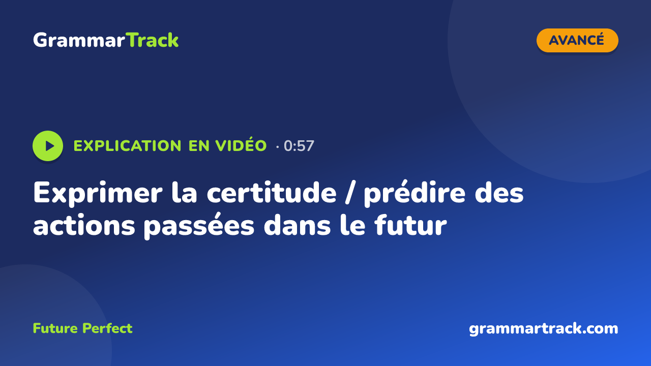 Exprimer la certitude / prédire des actions passées dans le futur