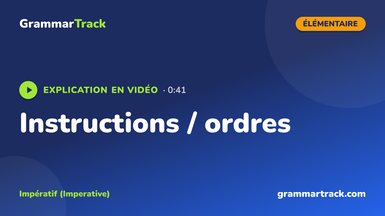 Instructions / ordres