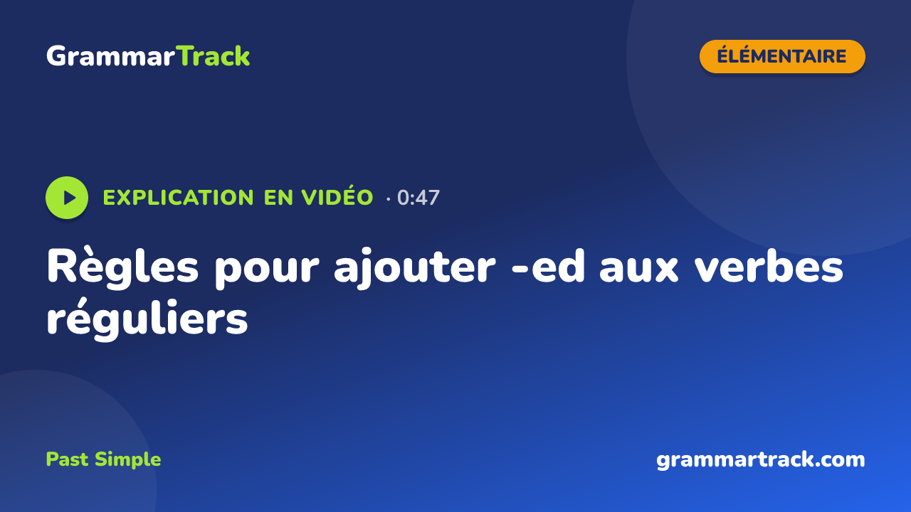 Règles pour ajouter -ed aux verbes réguliers