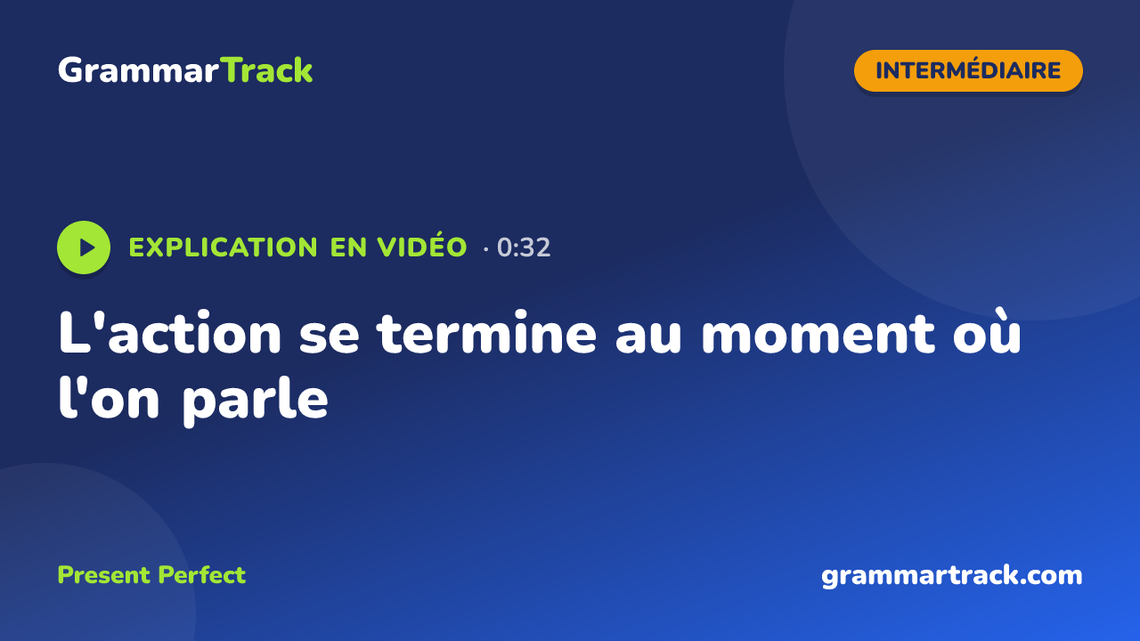 L'action se termine au moment où l'on parle