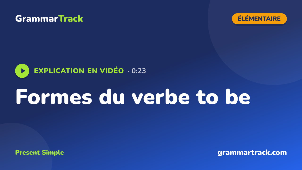 Formes du verbe to be