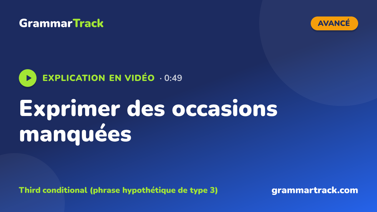 Exprimer des occasions manquées