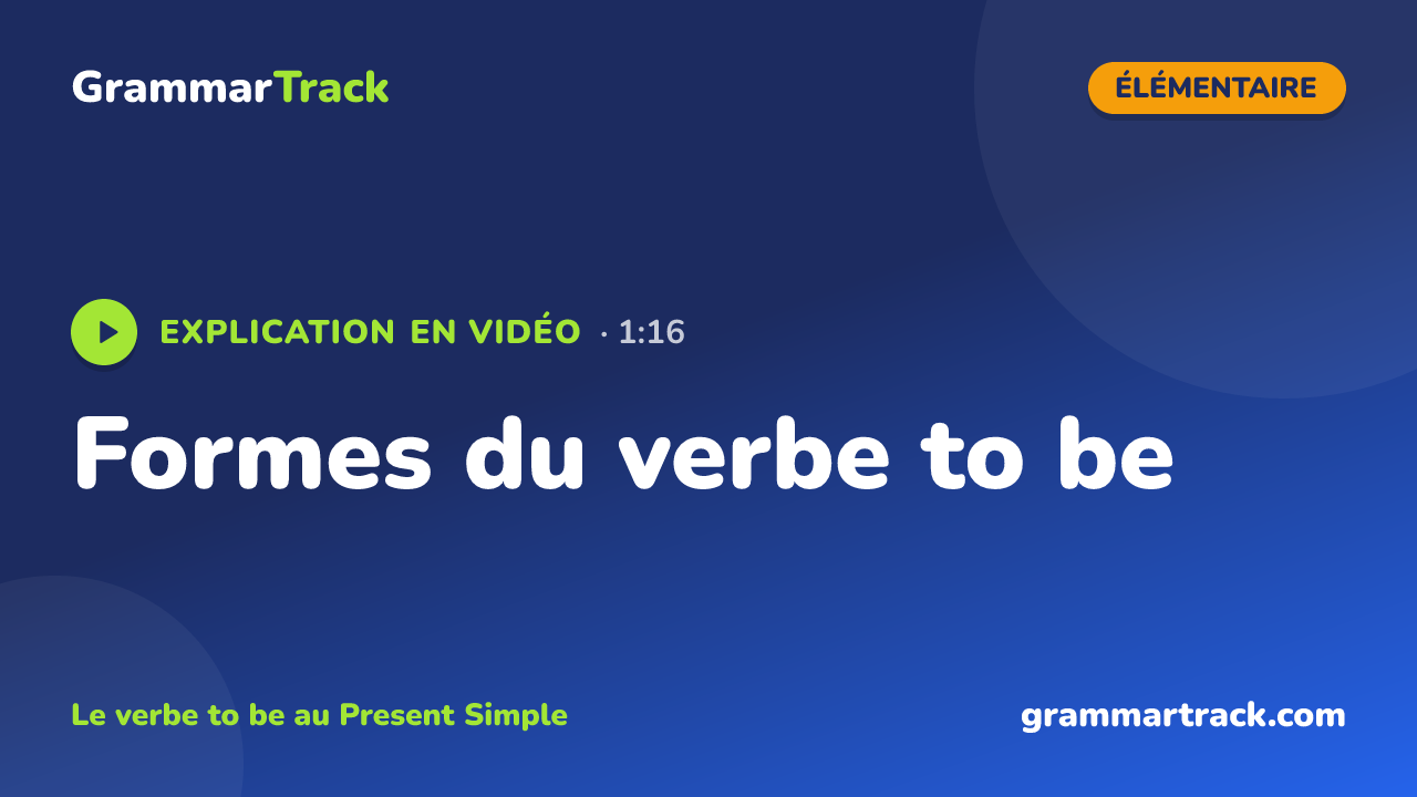 Formes du verbe to be