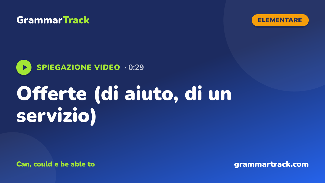 Offerte (di aiuto, di un servizio)