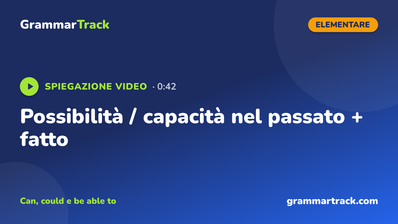 Possibilità / capacità nel passato + fatto