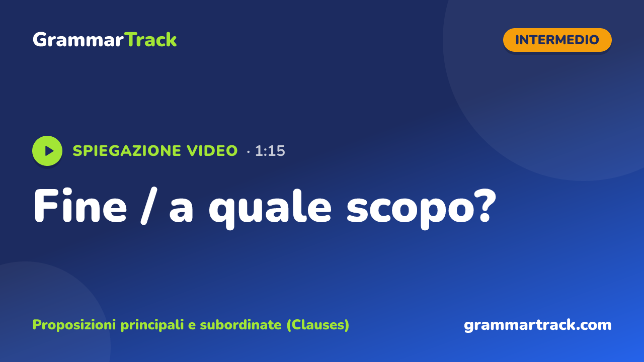 Fine / a quale scopo?