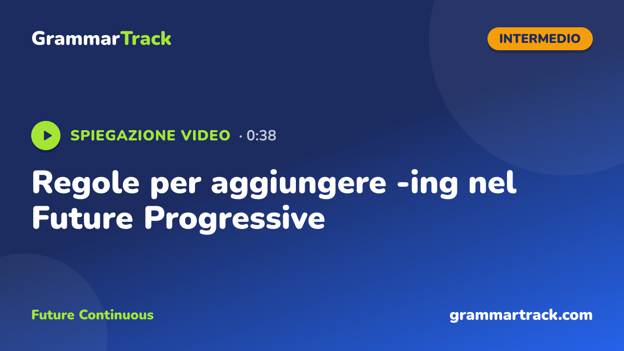 Regole per aggiungere -ing nel Future Progressive