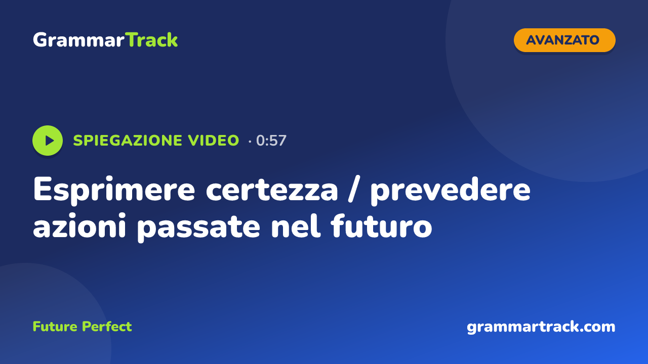 Esprimere certezza / prevedere azioni passate nel futuro