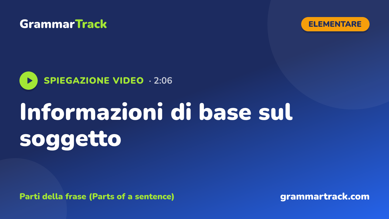 Informazioni di base sul soggetto