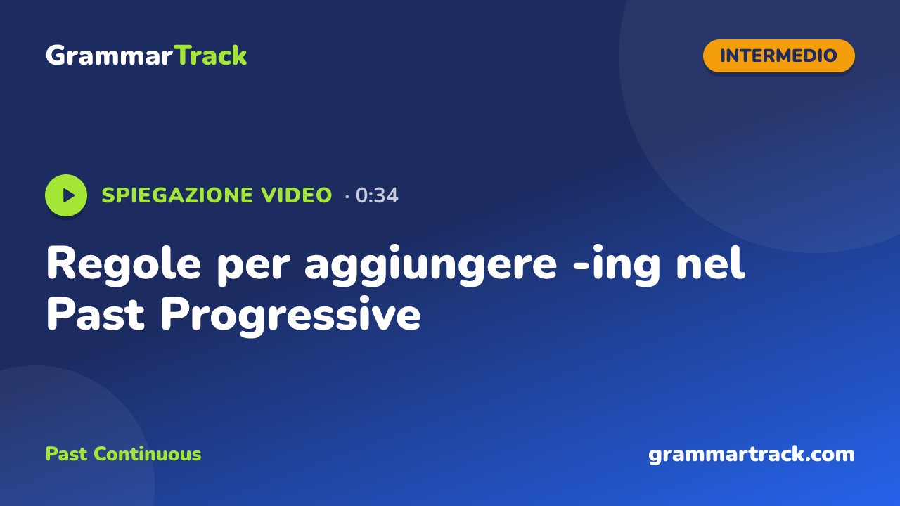Regole per aggiungere -ing nel Past Progressive