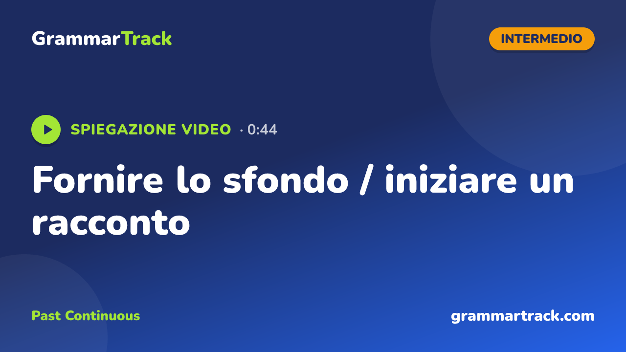 Fornire lo sfondo / iniziare un racconto