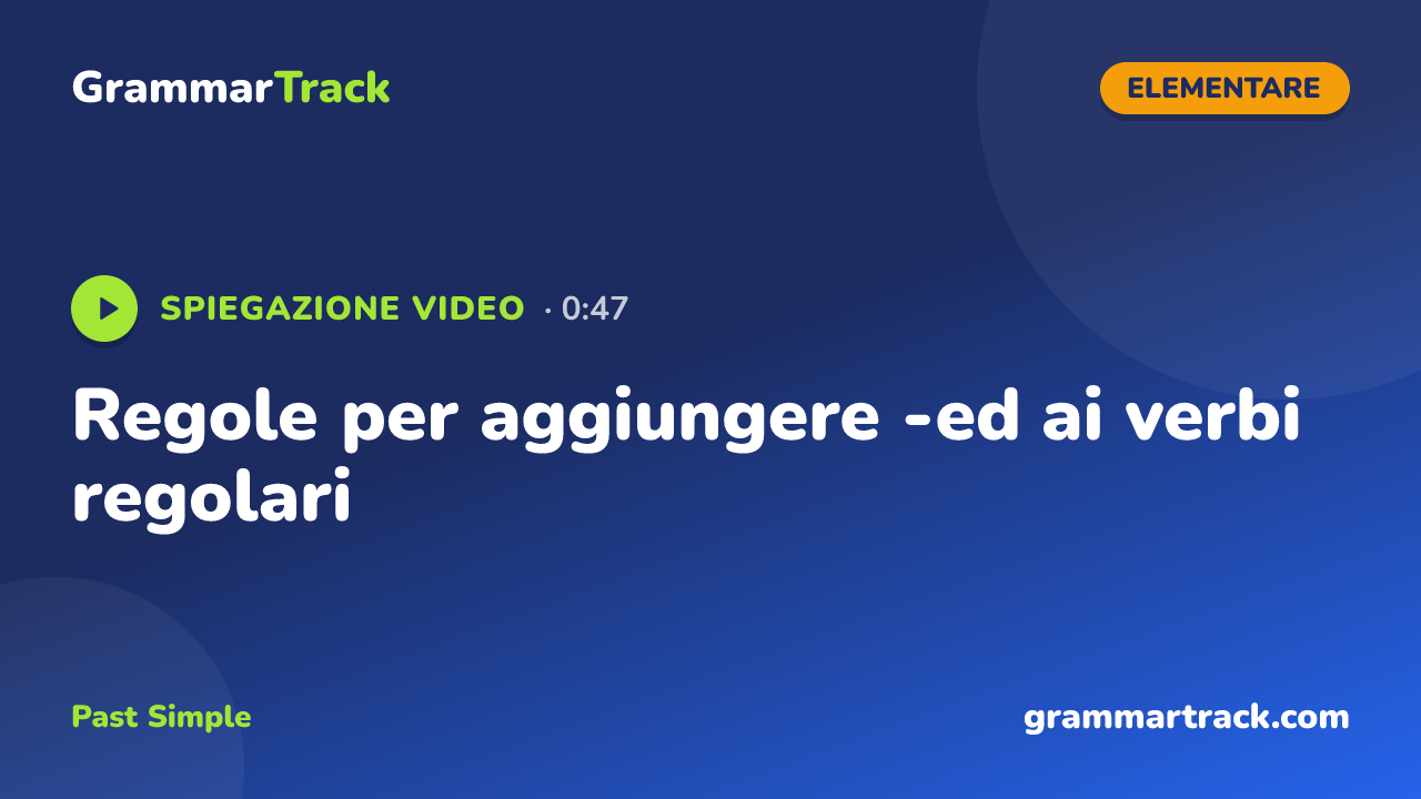 Regole per aggiungere -ed ai verbi regolari