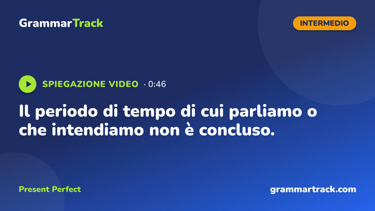 Il periodo di tempo di cui parliamo o che intendiamo non è concluso.