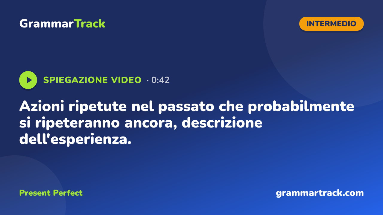 Azioni ripetute nel passato che probabilmente si ripeteranno ancora, descrizione dell'esperienza.