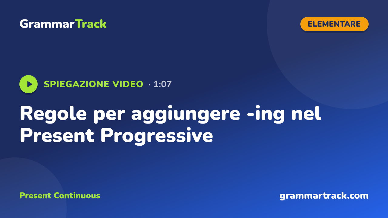 Regole per aggiungere -ing nel Present Progressive