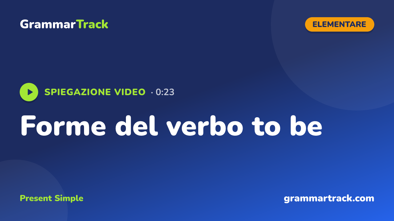 Forme del verbo to be