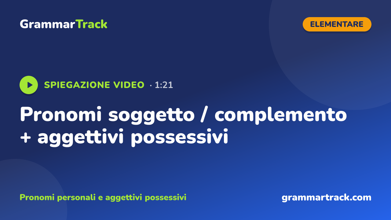 Pronomi soggetto / complemento + aggettivi possessivi