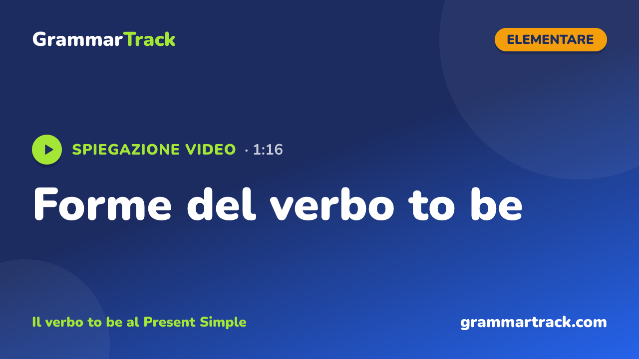 Forme del verbo to be