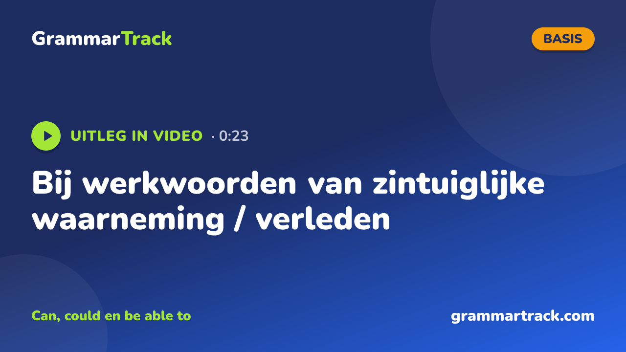 Bij werkwoorden van zintuiglijke waarneming / verleden