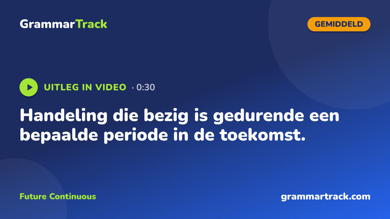 Handeling die bezig is gedurende een bepaalde periode in de toekomst.